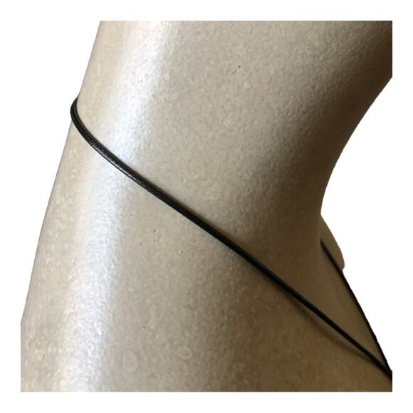 Boho Chic Minimalist Faux Gold Coated Black String Outline Pendant Necklace - Picture 9 of 10